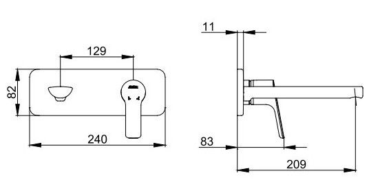 Встраиваемый смеситель для раковины E.C.A. Luna 102167606EX-K хром