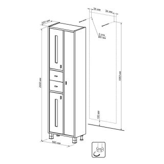 Пенал Бриклаер Бали 4627125412417 57 см венге/белый