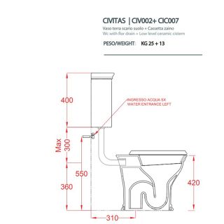 Бачок для унитаза Artceram CIVITAS CIC007 03 00 черный