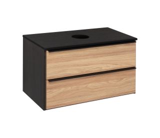 Тумба под раковину Runo подвесная дуб черный (под умывальник Moduo Square 50/ Гамма 56/ Infinity 85/ Moduo Leaf 55) Мальта 85 (00-00001099)