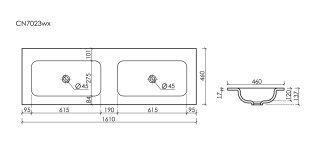 Раковина Ceramicanova Grace CN7023MBwx с двумя чашами 160 см чёрный матовый