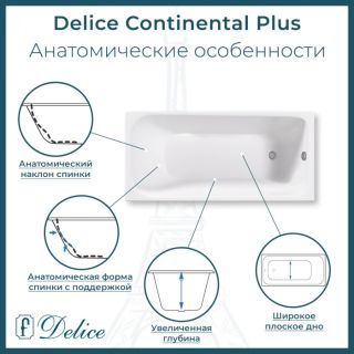 Ванна чугунная Delice Continental PLUS DLR230634 170х70 см