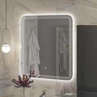 Зеркало Cezares с лазерной гравировкой, контурной подсветкой сенсорным выключателем CEZARES CZR-SPC-DUET-700-800-LED-TCH