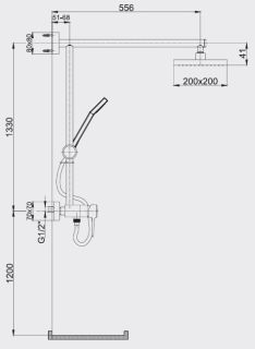 Душевая стойка E.C.A. Caro 102154006EX хром