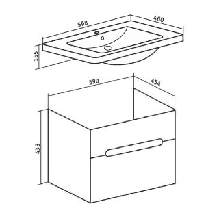 Тумба под раковину Runo подвесная 1 ящик (под умывальник Omega 60) Парма 60 (00000001138)