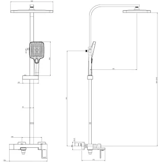 Душевая система DQ Dortmund DA1713707 320x210 мм, со смесителем, золотой матовый