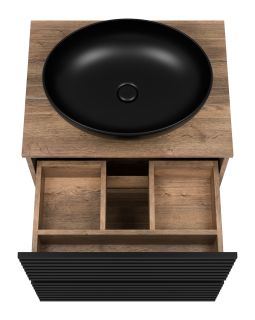 Напольная тумба под раковину Brevita Dakota DAK-07060-19/02-2Я 60см дуб Галифакс олово/чёрный