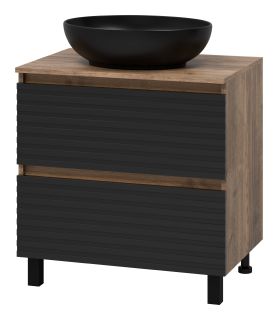 Напольная тумба под раковину Brevita Dakota DAK-07070-19/02-2Я 70см дуб Галифакс олово/чёрный