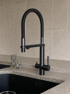 Смеситель для кухни с подключением фильтра Knotlor SS-15/GM, вороненая сталь