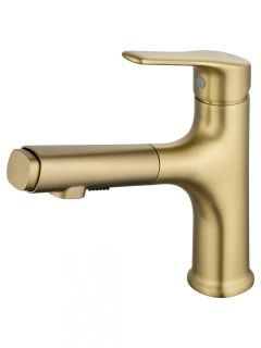 Смеситель для раковины Wonzon & Woghand WW-AE4151-BG с выдвижным изливом брашированное золото