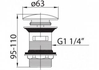Донный клапан для накладных раковин с системой "Клик-клак" с переливом, золото Cezares CZR-SAT1-03/24