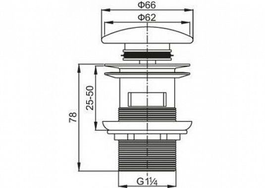 Донный клапан с системой "Клик-клак" с переливом,  белая керамическая крышка, хром/белый Cezares CZR-SAT7-Bi