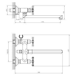 Смеситель для ванны Decoroom с ручным душем хром DR52043