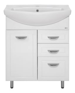 Напольная тумба под раковину Misty Дрея 65см с бельевой корзиной белый