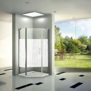 Душевой уголок Good Door Pandora R-90-T-CH стекло прозрачное с рисунком Тростник