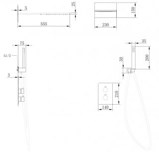Душевая система ABBER Weiss Insel AF8052 с термостатом хром
