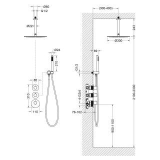 Душевой комплект Timo Saona SX-2399/03SM с термостатом чёрный