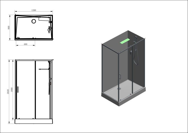 Душевая кабина Aquanet Passion EVO 120L Black 282012 120x80 см профиль чёрный стекло прозрачное