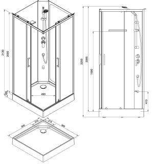 Душевая кабина Aquanet Passion S 3.0 348330 90x90 см профиль хром стекло прозрачное