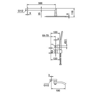 Душевой комплект с термостатом Gappo G7107-40 хром