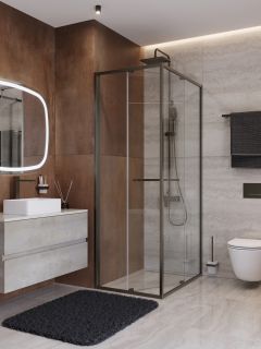 Душевой уголок CEZARES LUX-AH-FS-1-70/80-C-GM оружейная сталь