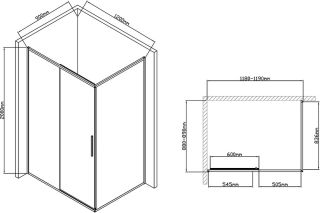 Душевой уголок Vincea Slim-U VSR-2SU9012CLB 120x90 см, профиль матовый черный, стекло прозрачное