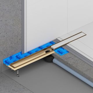 Душевой лоток Timo Drain System DS230208/17 80см с двусторонней панелью plate под плитку золото матовое