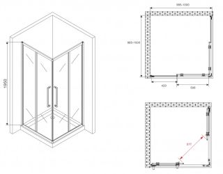 Душевой уголок ABBER Schwarzer Diamant AG02100BDTH 100x100см чёрный