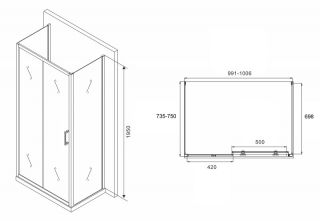 Душевой уголок ABBER Schwarzer Diamant AG30100B-S75B-S75B 100x75см чёрный
