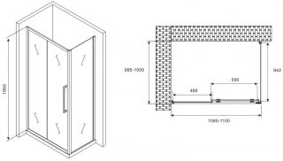 Душевой уголок ABBER Schwarzer Diamant AG30110H-S100 110x100см хром