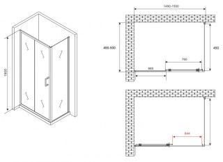 Душевой уголок ABBER Schwarzer Diamant AG30150B5-S50B5 150x50см чёрный