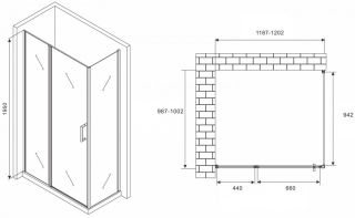 Душевой уголок ABBER Sonnenstrand AG04120MS-S100M 120x100см хром