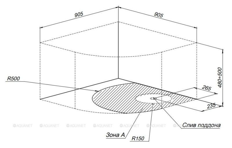 Душевой поддон Aquanet Optimal 293351 90x90 см с сиденьем белый