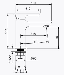 Смеситель для раковины Raglo R03.10.09 графит