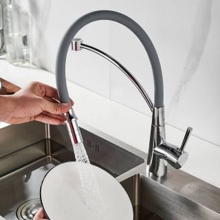 Смеситель для кухни Shevanik S743-9 серый/хром