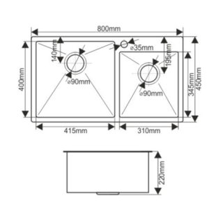 Мойка S8045HB Melana ProfLine 3,0/220 графит