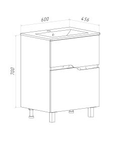 Тумба Runo Палермо 60 напольная под умывальник Teffy 60 (00-00004156)