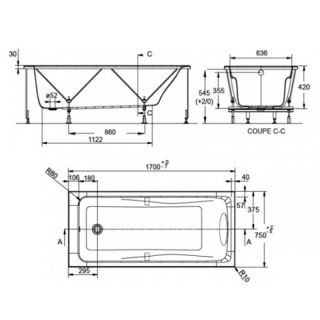 Акриловая ванна Jacob Delafon ODEON UP E60491RU-00 170 x 75