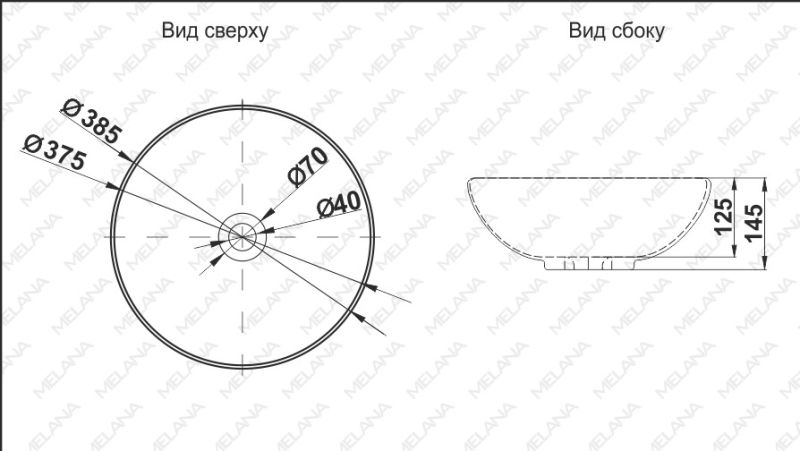 Накладная раковина Melana T4005-B9-806 38см фиолет