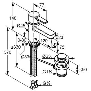 Смеситель для раковины Kludi Zenta XL хром 382600575