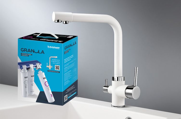 Смеситель для кухни Granula 2015 Арктик+АКС-002 белый