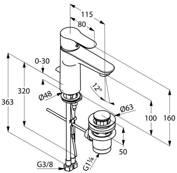Смеситель для раковины Kludi Objekta хром 322600575