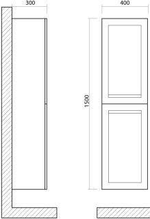 Шкаф подвесной Art&Max Platino 40x150см белый матовый AM-Platino-1500-2A-SO-BM