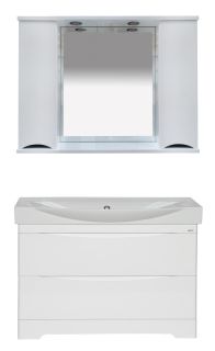 Зеркальный шкаф с подсветкой Misty Элвис 105см белый