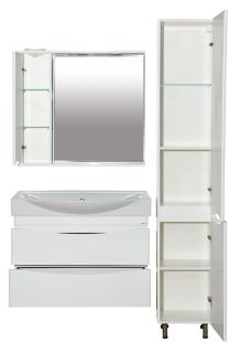 Зеркальный шкаф с подсветкой Misty Элвис 85см левый белый