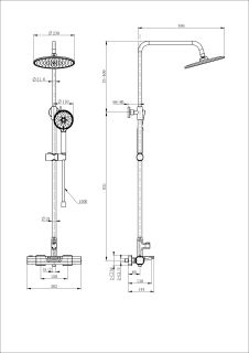 Душевая стойка Wonzon & Woghand Plate WW-C3017-A-MW с термостатом белый матовый