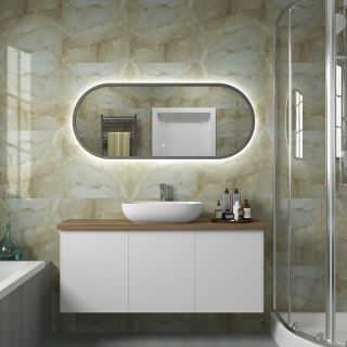 Зеркало с холодной подсветкой Art&Max Bari 50x120см серый матовый AM-Bar-500-1200-DS-F