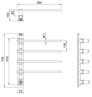 Полотенцесушитель электрический встраиваемый Wonzon & Woghand Dortmund WW-A364-BR 58x61 см с внутренней частью брашированный никель