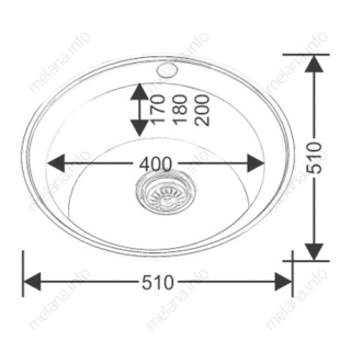 Мойка 510 Melana 0,8/180 хром с сифоном (001 ta *15)