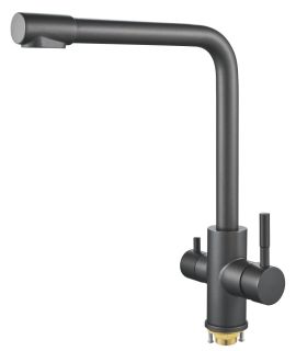 Смеситель для кухни Shevanik S868T с подключением фильтра оружейная сталь